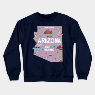 Arizona illustrated map Crewneck Sweatshirt